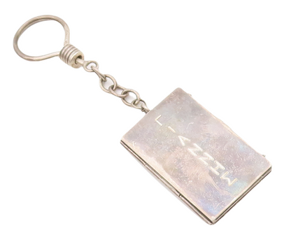 925 Sterling Silver Vintage Key Chain Rectangular Carved Photo Locket  TR3769