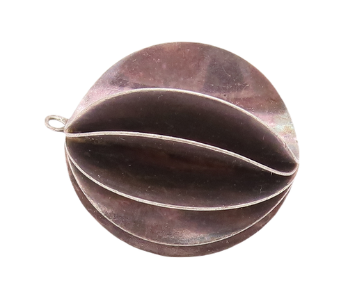 925 Sterling Silver Vintage Pendant Open Folded Circular Sheet Sphere  PT22972