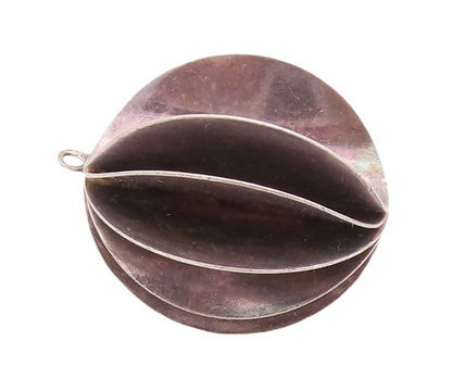 925 Sterling Silver Vintage Pendant Open Folded Circular Sheet Sphere  PT22972