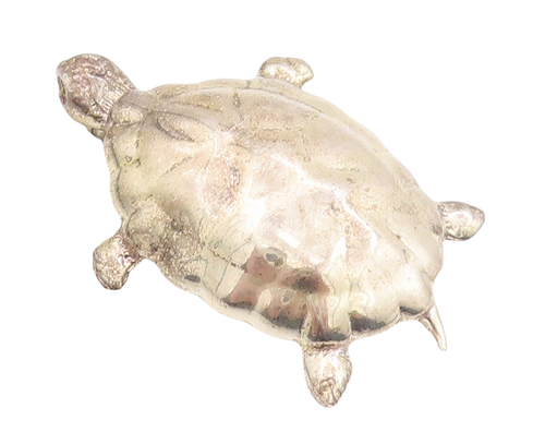 925 Sterling Silver Vintage Brooch Pin Minimalist Solid Carved Turtle   BP11107