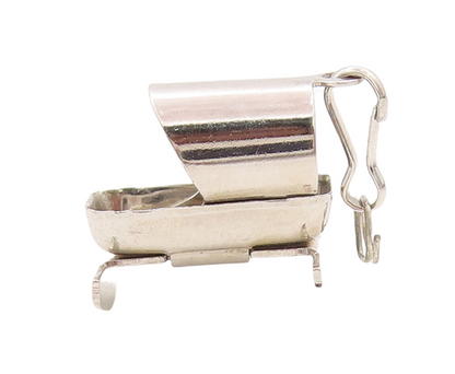 925 Sterling Silver Vintage Pendant Minimalist 3D Carved Crib Charm  PT23171