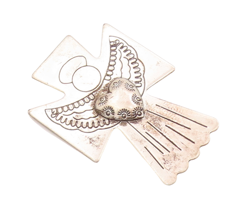 925 Sterling Silver Vintage Brooch Pin CAROLYN POLLACK Etched Angel  BP11137