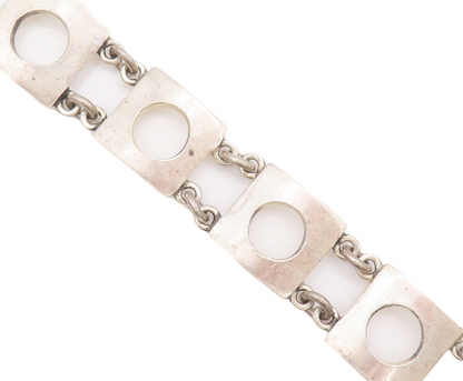 925 Sterling Silver Vintage Bracelet VERSANI Squares With Cutout Circle  BT10475