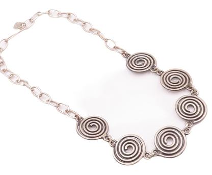 925 Sterling Silver Vintage Necklace VERSANI Solid Linked Spiral Coils  NE4259