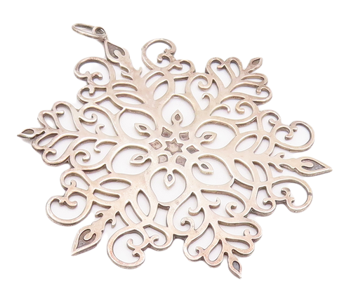 925 Sterling Silver Vintage Pendant MMA Swirly Design Carved Flower  PT23203