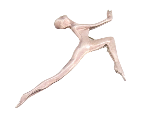 925 Sterling Silver Vintage Brooch Pin Solid Man Doing Yoga Stretch BP11119