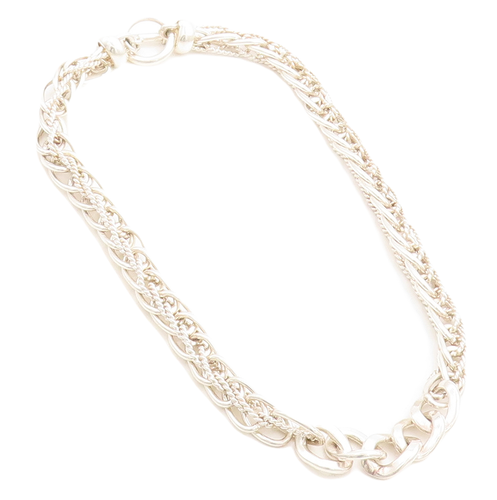 MEXICO 925 Sterling Silver  Vintage Shiny Twist Link Chain Necklace  NE1170