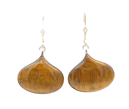 925 Sterling Silver Vintage Earrings WHITNEY KELLY Designer Tiger's Eye  EG12978