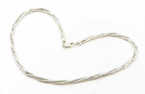 925 Sterling Silver Vintage Multi Strand Barrel Bead Chain Necklace NE2123