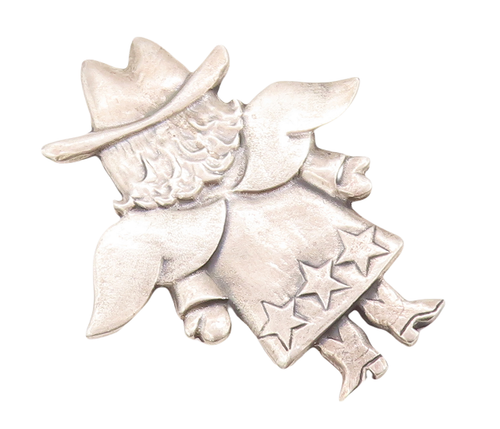 925 Sterling Silver Vintage Pendant JEEP COLLINS Carved Angle Fairy  PT23011
