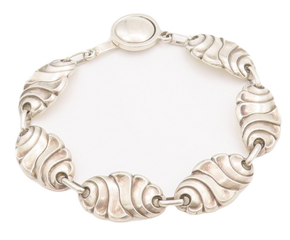925 Sterling Silver Vintage Bracelet CARL RUOPOLI Swirly Design Carved  BT10476
