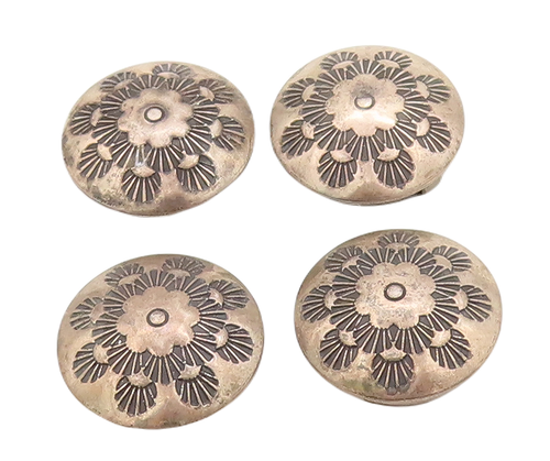 925 Sterling Silver Vintage Button Cover NAVAJO Trible Floral Etched  TR3748