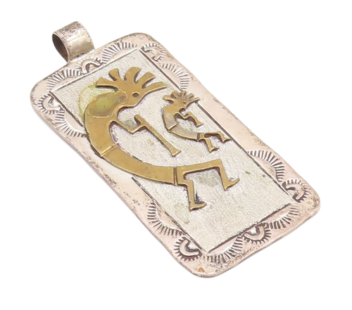 925 Sterling Silver Vintage Pendant NAVAJO Carved Trible Man Frame  PT23210