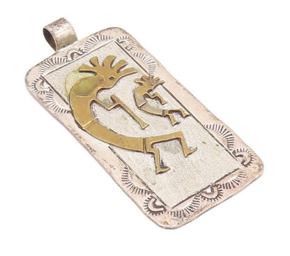 925 Sterling Silver Vintage Pendant NAVAJO Carved Trible Man Frame  PT23210