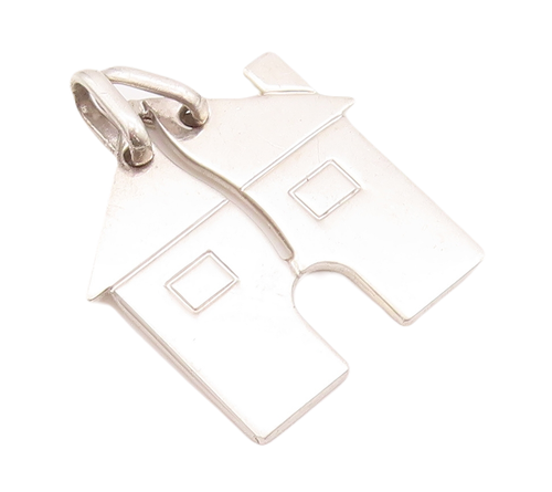 925 Sterling Silver Vintage Pendant Solid Carved House Splitting Line  PT22982
