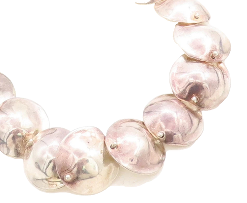 925 Sterling Silver  Vintage Shiny Smooth Dome Link Chain Necklace  NE1642