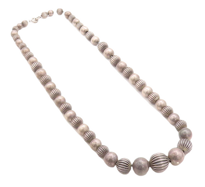 925 Sterling Silver Vintage Dark Tone Ball Beaded Chain Necklace  NE2020