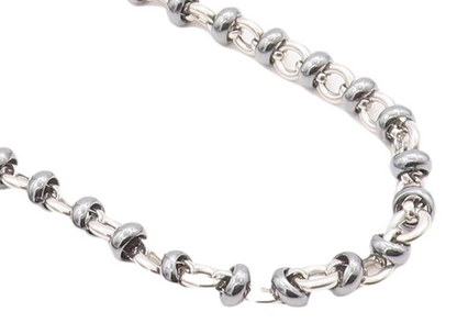 925 Sterling Silver Vintage Necklace Spinning Rings & Carve Linked Rings NE4282