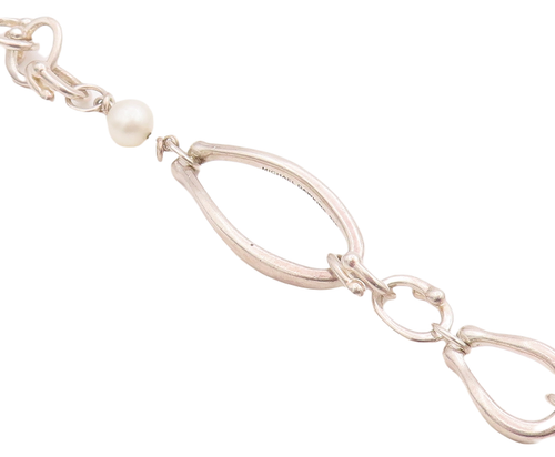 925 Sterling Silver Vintage Bracelet MICHAEL DAWKINS Modernist Pearl   BT10562