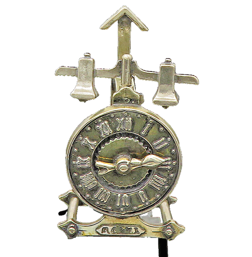 925 Sterling Silver  Vintage Heavy Mechanical Desktop Clock (SPINS)  TR2752