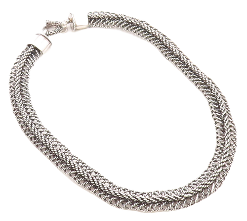 925 Sterling Silver  Vintage Shiny Rope Twist Swirl Chain Necklace  NE1634