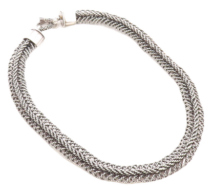 925 Sterling Silver  Vintage Shiny Rope Twist Swirl Chain Necklace  NE1634