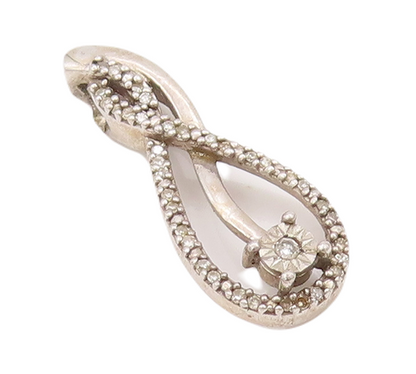925 Sterling Silver Vintage Pendant Delicate Designer Diamonds Inlay   PT23075