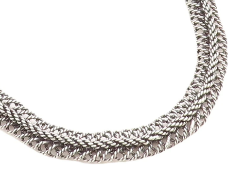 925 Sterling Silver  Vintage Shiny Rope Twist Swirl Chain Necklace  NE1634