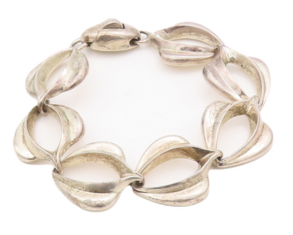 925 Sterling Silver Vintage Bracelet BAYANIHAN Designer Leaf Cut Design  BT10517