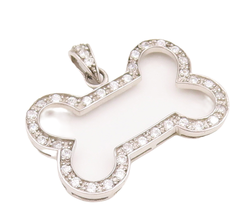 925 Sterling Silver Vintage Pendant Minimalist Bone Topaz Beaded Cutout  PT22846