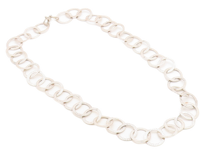 925 Sterling Silver  Vintage Greek Key Open Circle link Chain Necklace  NE1157
