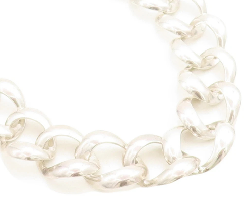 MEXICO 925 Sterling Silver  Vintage Shiny Large Open Chain Necklace  NE1600
