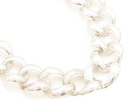MEXICO 925 Sterling Silver  Vintage Shiny Large Open Chain Necklace  NE1600