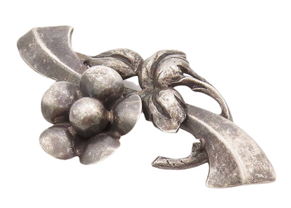 925 Sterling Silver Vintage Brooch Pin Solid Carved Floral Design  BP10995