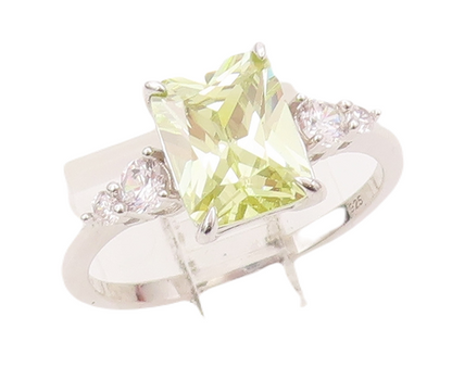 925 Sterling Silver Vintage Ring D'JOY Two Tone Square & Inlay CZ  Sz 8  RG28136