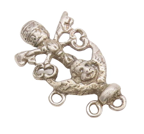 925 Sterling Silver Vintage Brooch Pin Solid Cutout Angel Holing Keys  BP11039