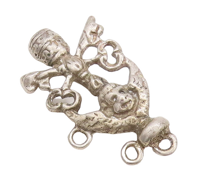 925 Sterling Silver Vintage Brooch Pin Solid Cutout Angel Holing Keys  BP11039