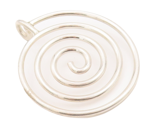 925 Sterling Silver Vintage Pendant Solid Wire Carved Spiraled Coil  PT22973