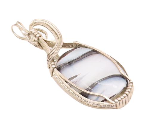 925 Sterling Silver Vintage Pendant Designer Solid Framed Oval Agate  PT22943