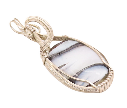 925 Sterling Silver Vintage Pendant Designer Solid Framed Oval Agate  PT22943