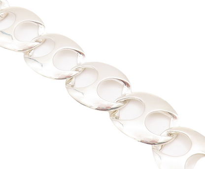 925 Sterling Silver Vintage Bracelet MEXICO Designer Hour Glass Effect  BT10514
