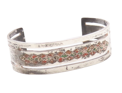 925 Sterling Silver Vintage Bracelet CRITCHELL NAVAJO Crushed Turquoise  BT10521