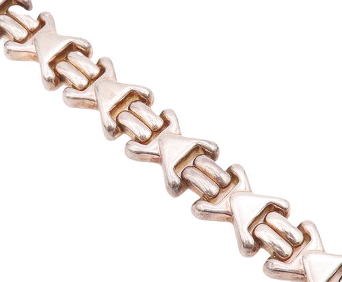 925 Sterling Silver Vintage Bracelet Multiple X Style Linked  BT10596
