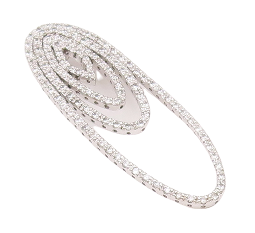 925 Sterling Silver Vintage Pendant Multi CZ Inlay Chain Drop Effect  PT22857