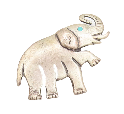925 Sterling Silver Vintage Brooch Pin Solid Carved Walking Elephant  BP11040