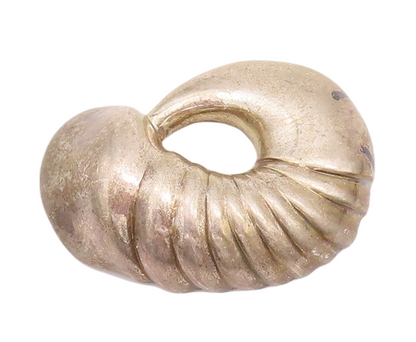 925 Sterling Silver Vintage Pendant Solid Carved Domed Sea Shell  PT22928