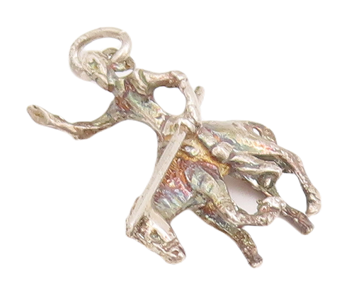 925 Sterling Silver Vintage Pendant Mini 3D Carved Solider On Sad Horse  PT22911