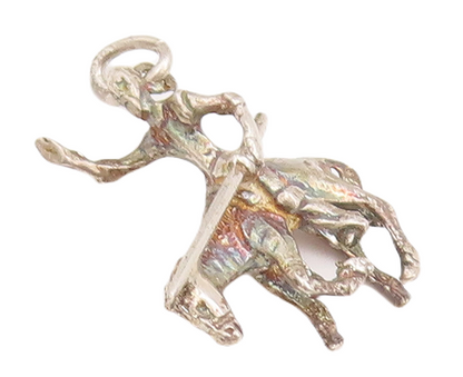 925 Sterling Silver Vintage Pendant Mini 3D Carved Solider On Sad Horse  PT22911