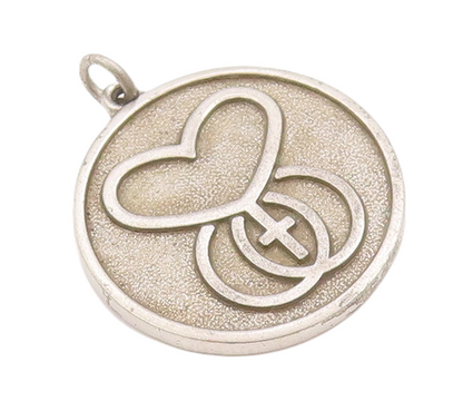 925 Sterling Silver Vintage Pendant DIEGES & CLUST Carved Heart & Cross  PT23037