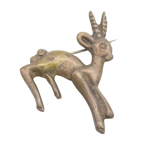 925 Sterling Silver Vintage Brooch Pin Antique Baby Deer With Long Horns BP11089
